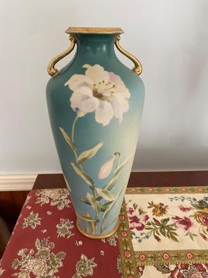 Nippon Hand Painted vase 14" high