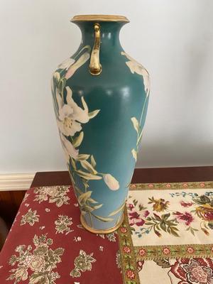 Nippon Hand Painted vase 14" high