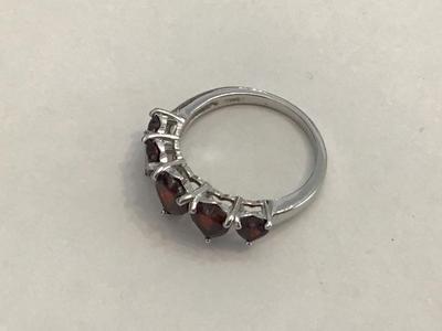 Garnet Heart Ring In Silver 925