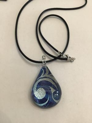 Glass Pendant and Cord Chain