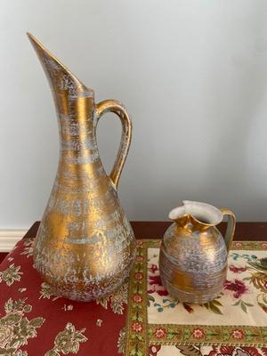 Two Gold brushed Stangl pitchers