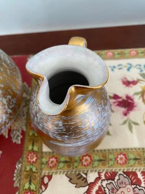 Two Gold brushed Stangl pitchers