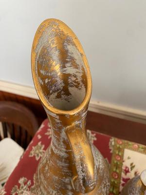 Two Gold brushed Stangl pitchers