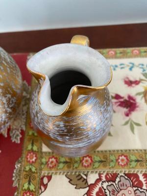 Two Gold brushed Stangl pitchers