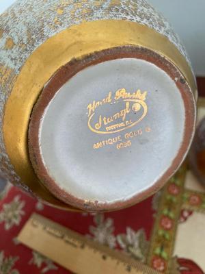 Two Gold brushed Stangl pitchers