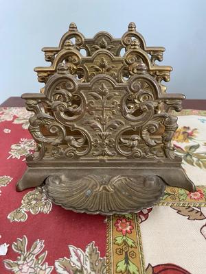 Metal ART Nouveau Mail Holder. Vintage Desk Organizer