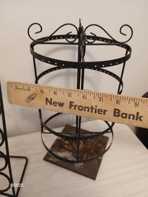 Assortment of metal organizing racks - Hooks - Coffee pod organizer and more