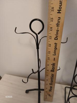 Assortment of metal organizing racks - Hooks - Coffee pod organizer and more