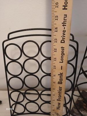 Assortment of metal organizing racks - Hooks - Coffee pod organizer and more