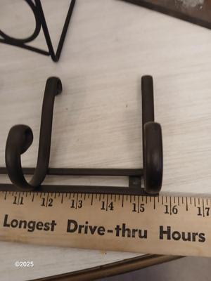 Assortment of metal organizing racks - Hooks - Coffee pod organizer and more