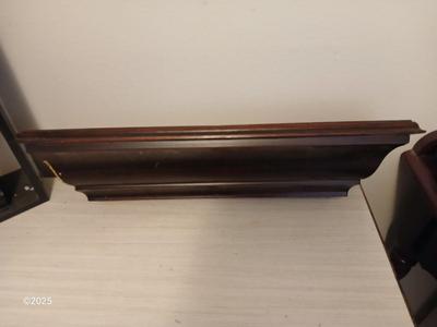 Wall shelf, wall ledge, picture frames and three plate stands