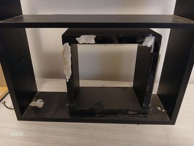 Wall shelf, wall ledge, picture frames and three plate stands