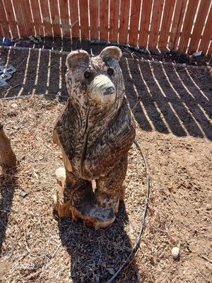 Large 38" wooden bear carved stump