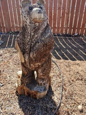 Large 38" wooden bear carved stump