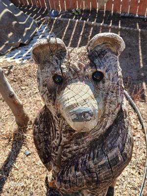 Large 38" wooden bear carved stump