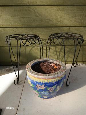 9" Fishbowl planter - Flowerpot - with two plant stands