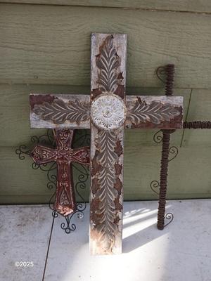 Religious Cross Decor for home or garden - one is cast iron