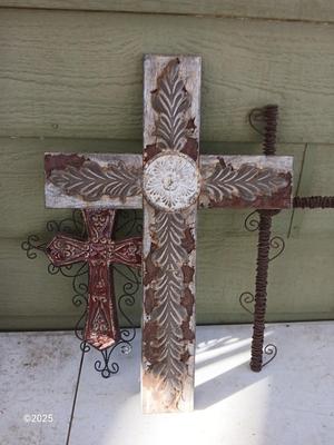 Religious Cross Decor for home or garden - one is cast iron