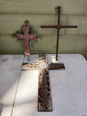 Religious Cross Decor for home or garden - one is cast iron