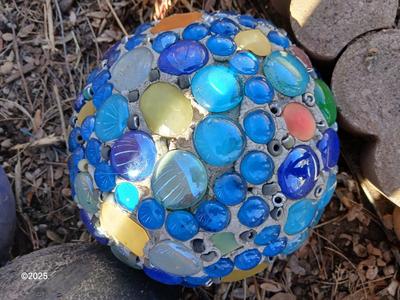 Old bowling balls for crafting - with two handmade gazing balls of sorts