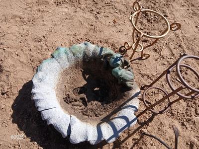 Frog water basin - small stands and a Whirly gig