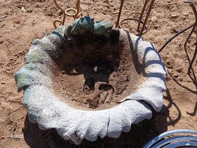 Frog water basin - small stands and a Whirly gig