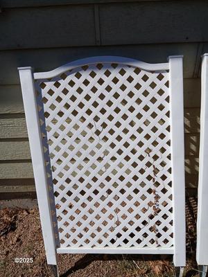 Three portable Lattice trellis panels with stakes for the ground