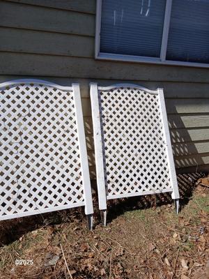 Three portable Lattice trellis panels with stakes for the ground