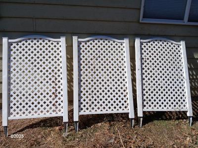 Three portable Lattice trellis panels with stakes for the ground
