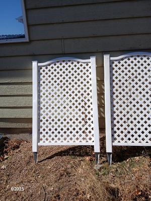 Three portable Lattice trellis panels with stakes for the ground