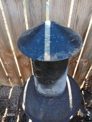 Old metal chiminea for parts. repair, or crafting