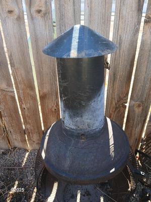 Old metal chiminea for parts. repair, or crafting