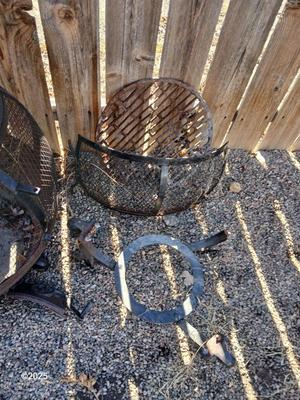 Old metal chiminea for parts. repair, or crafting