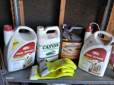 Yard and Garden Chemicals with rubber-like gloves