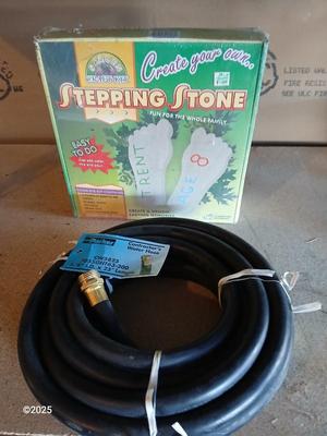 New 25-foot garden hose with stepping stone making kit