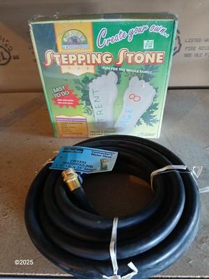 New 25-foot garden hose with stepping stone making kit
