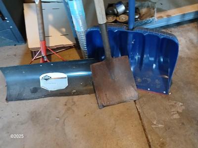 Two shovels and a square scoop shovel