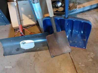 Two shovels and a square scoop shovel
