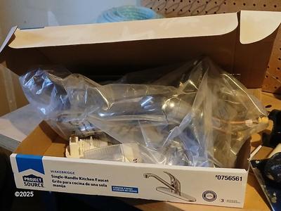 Large assortment household hardware - tools - Caulking guns, wall patches - and new kitchen faucet