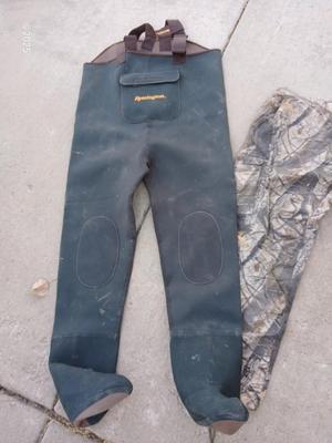 2x large Spartan outdoors camo pants and a pair of Remington bib waders for fishing and irrigating