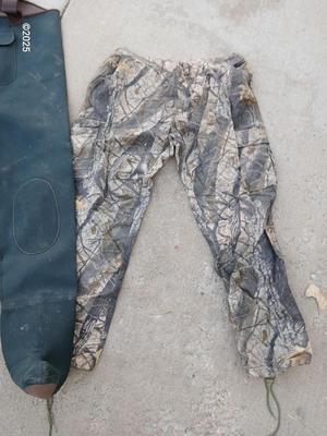 2x large Spartan outdoors camo pants and a pair of Remington bib waders for fishing and irrigating