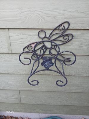 Metal Butterfly and a metal Dragon fly hose reel / holder