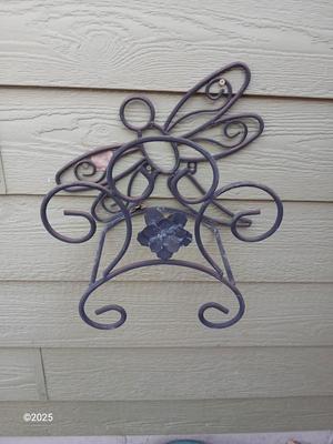 Metal Butterfly and a metal Dragon fly hose reel / holder