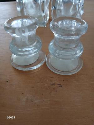 Assortment of glassware - sugar & creamer - candle holders and more