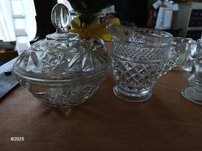 Assortment of glassware - sugar & creamer - candle holders and more