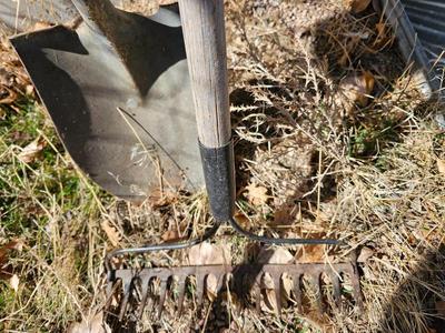 Yard and garden hand tools - Hard rake - shovel - garden weasel cultivator