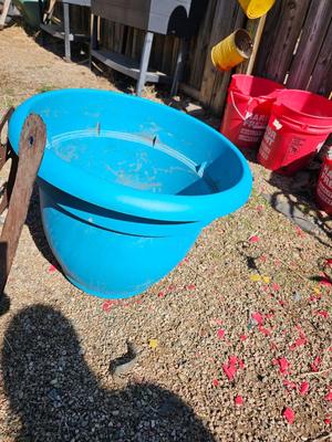 Large dura plastic planter - flowerpot - Pot with handmade steel scissors and comb