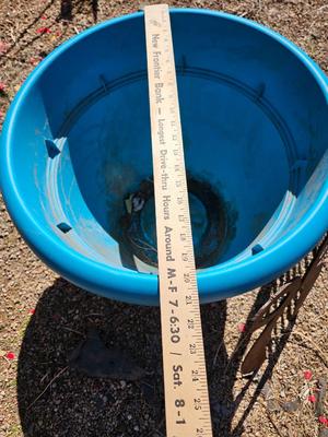 Large dura plastic planter - flowerpot - Pot with handmade steel scissors and comb