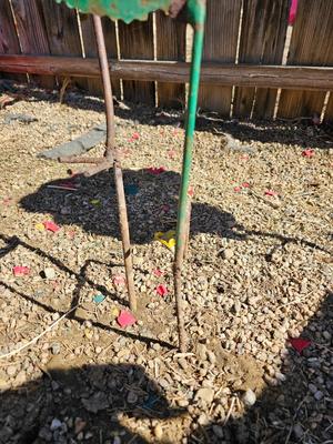 Handmade yard art - Bird and Basket flower - rustic fun one of a kind yard decor