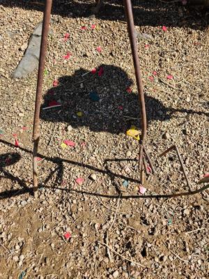 Handmade yard art - Bird and Basket flower - rustic fun one of a kind yard decor